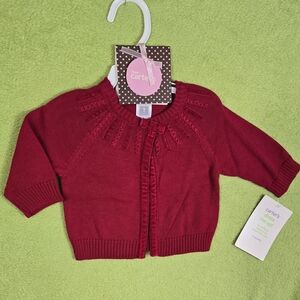 NWT 3-6M - BABY GIRL - SWEATER CARTERS - Fine Knit DEEP RED - Dressy (Q4)